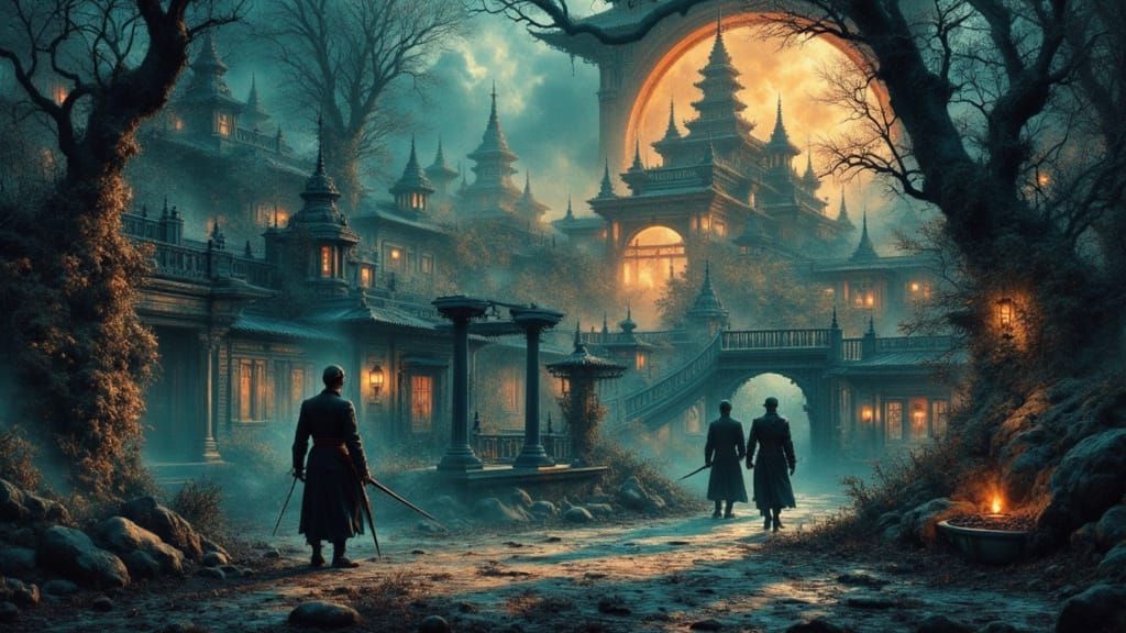 Epic Xianxia Oil Painting with Cinematic Lighting