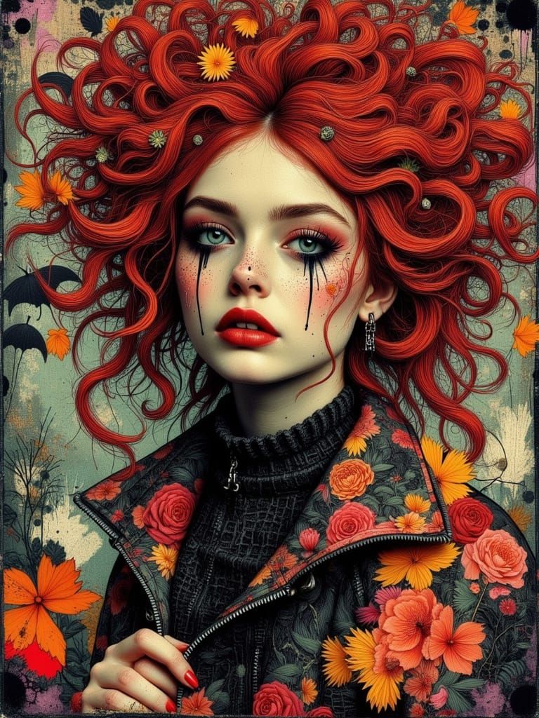 Colorful Gothcore Portrait of Ethereal Woman