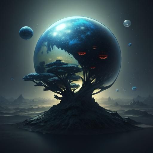 Surreal Alien Bubble World in Anime Style