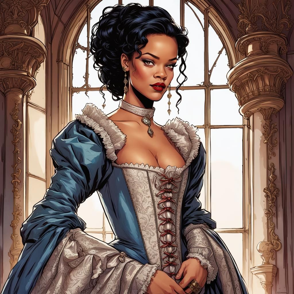 Rihanna as a Stylish Tudor-Era Noblewoman
