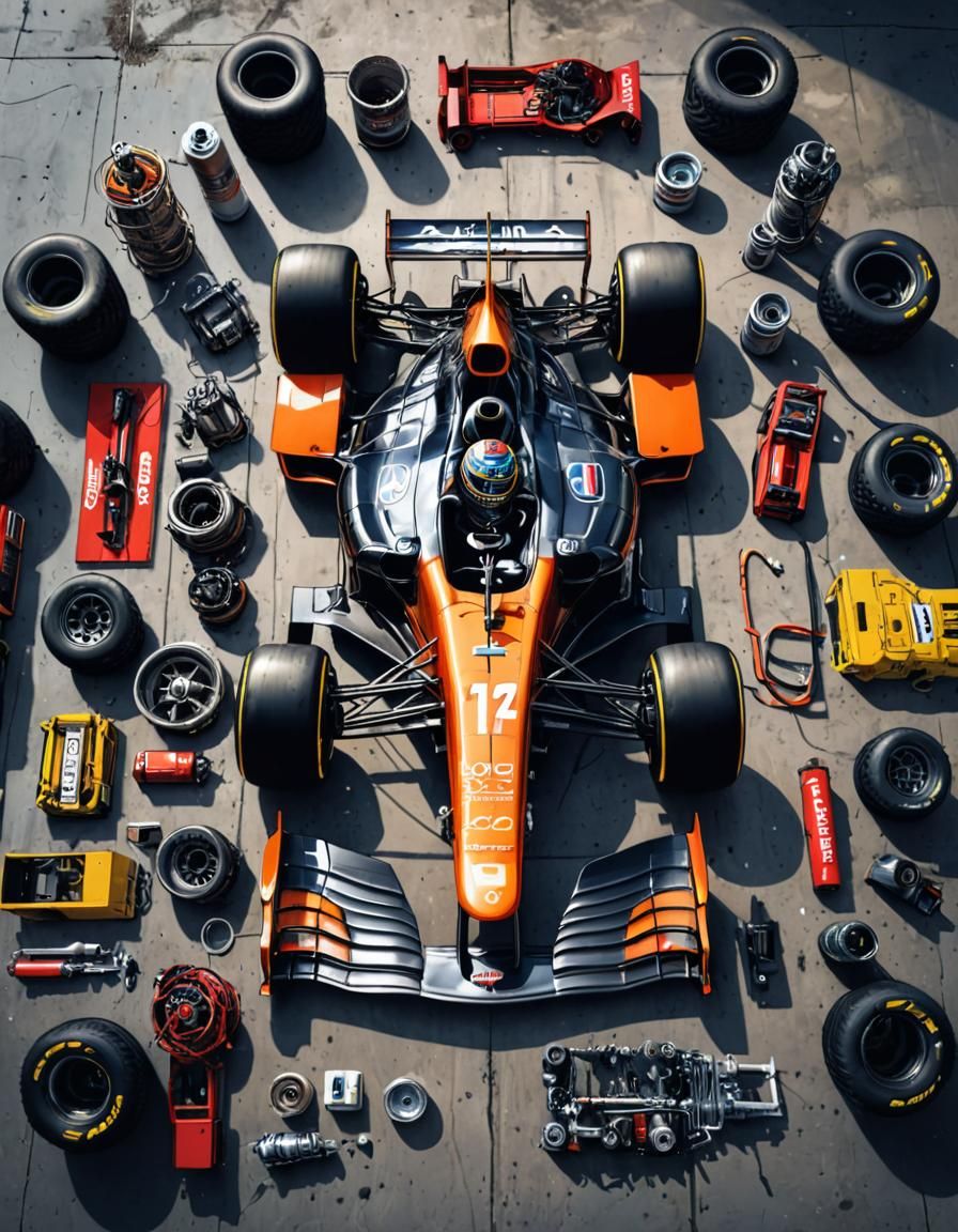 F1 Race Car in Comic Book Art Style