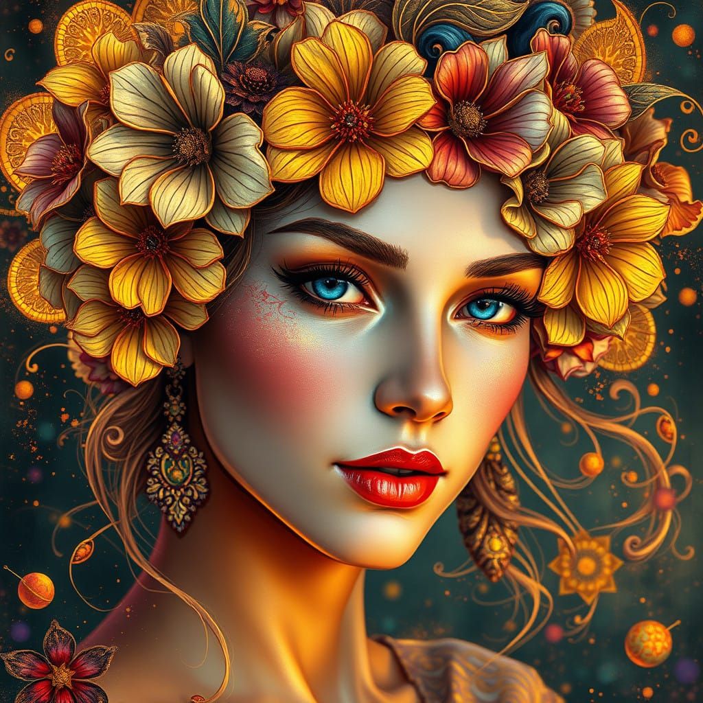 Surreal Goddess with Paisley Floral Crown