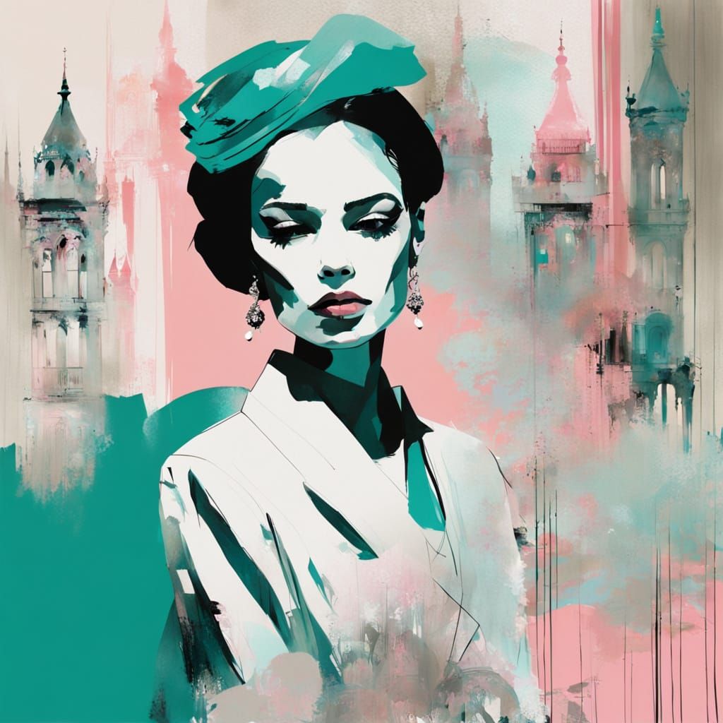 Elegant Bride with Palace Background in Downton Style