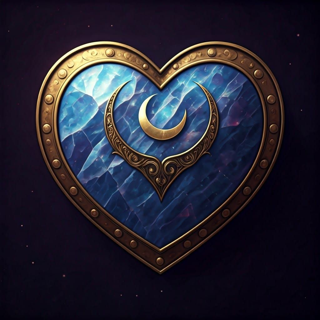 Moonlit Heart Shield in Detailed Fantasy Art