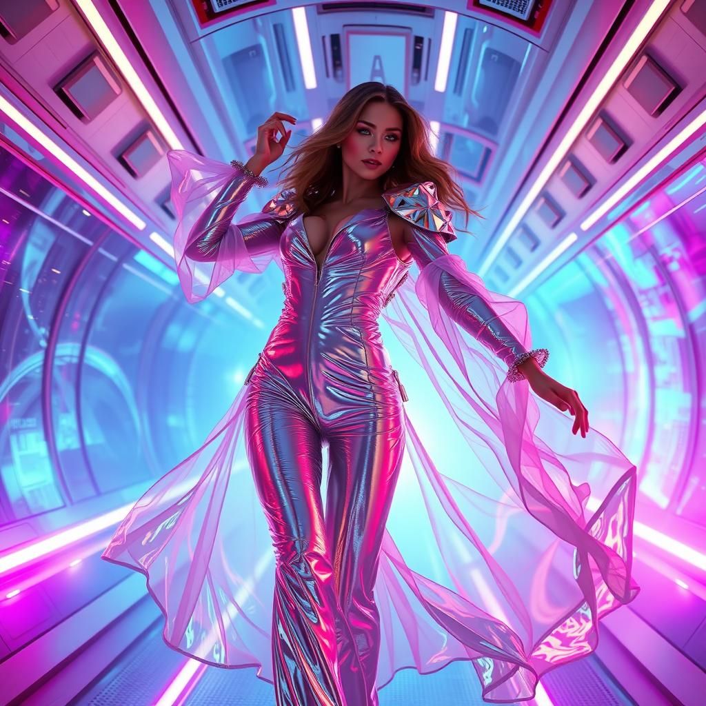 Cyberpunk Dancer in Cosmic Spaceship