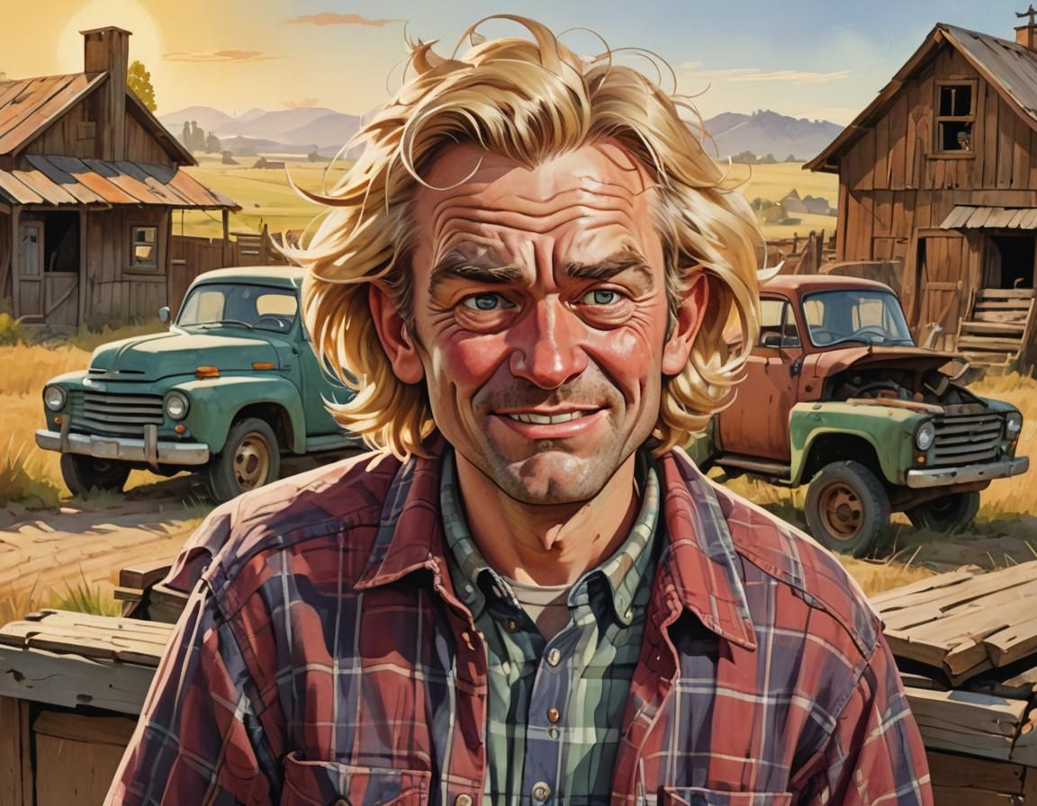 Rustic Redneck Cartoon Character