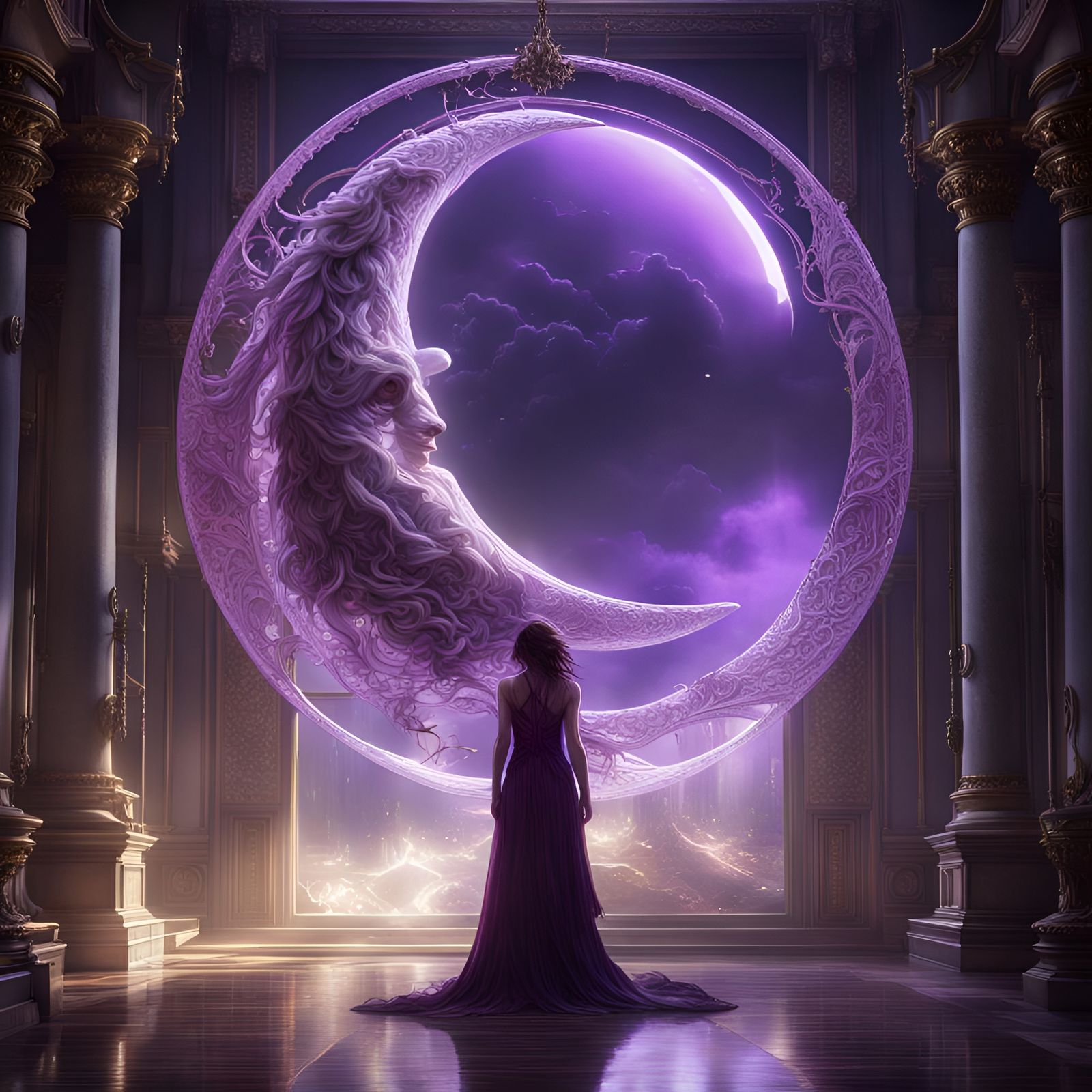 Glass Moon Shatters: A Dark Fantasy Concept Art