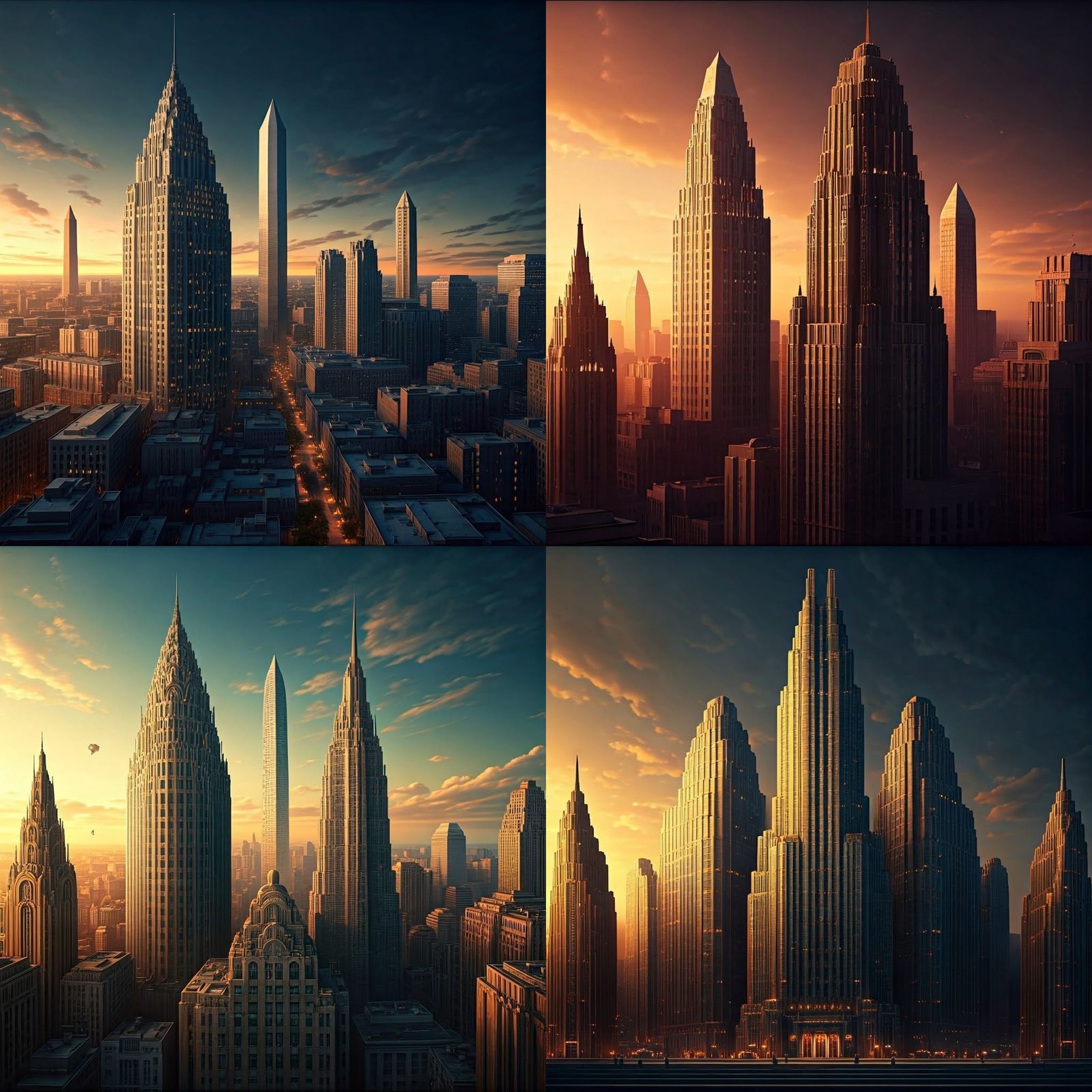 Washington DC Skyline in Art Deco Style