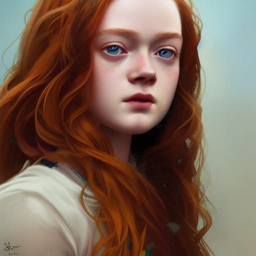 Hyperdetailed Portrait of Sadie Sink in Art Nouveau Style