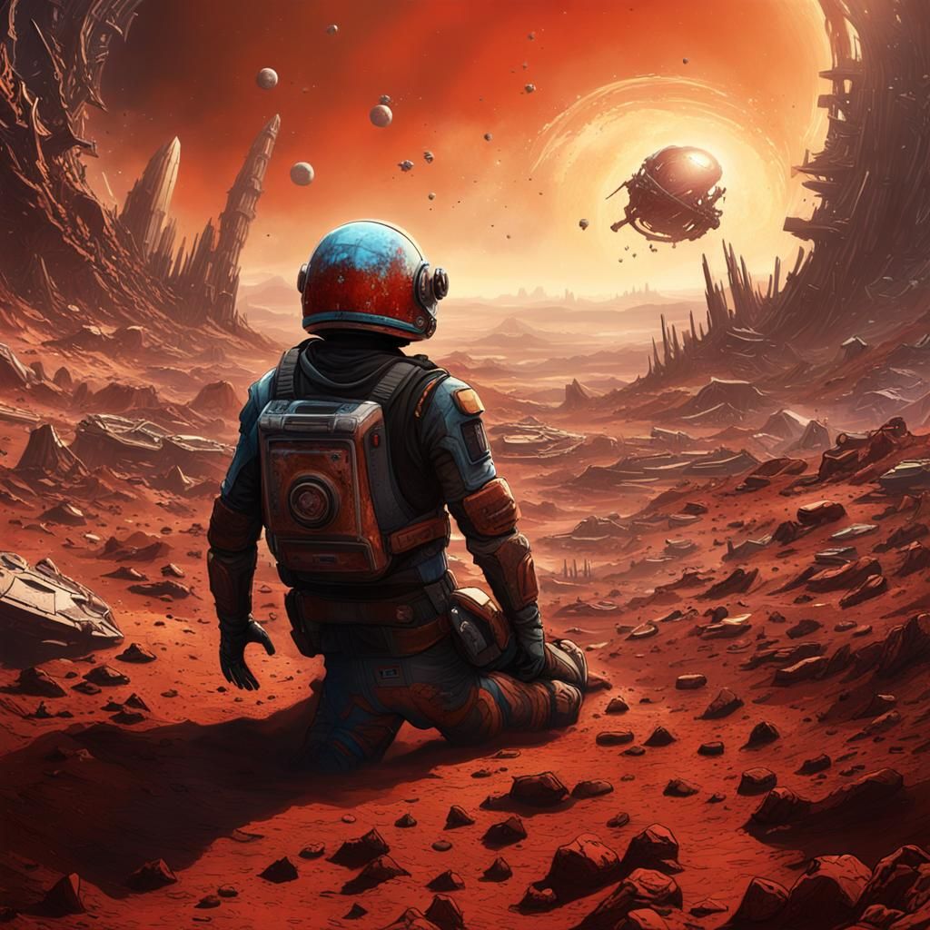 Crashed Survivor on Alien Planet: Matte Painting