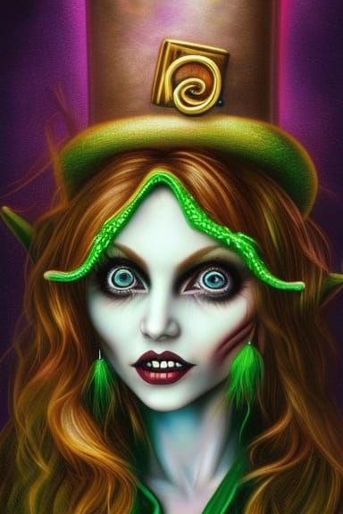 Creepy-Cute Leprechaun Girl: Gothic Punk Fantasy