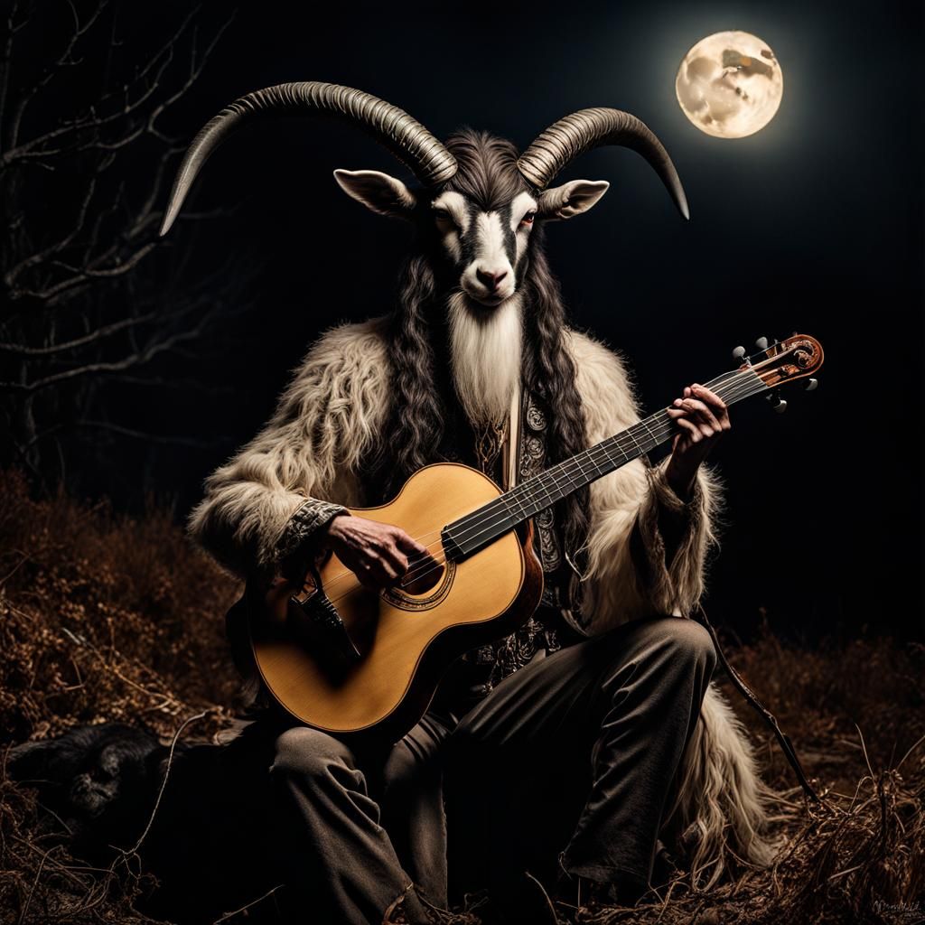 Eerie Folk Musician: Baphomet Fiddle Virtuoso