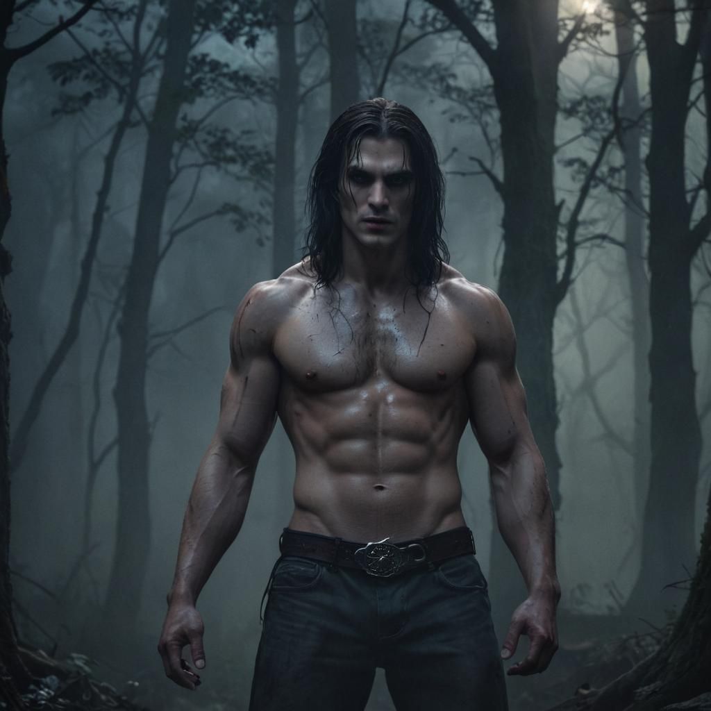 Handsome Vampire in Misty Forest: Dark Fantasy Art
