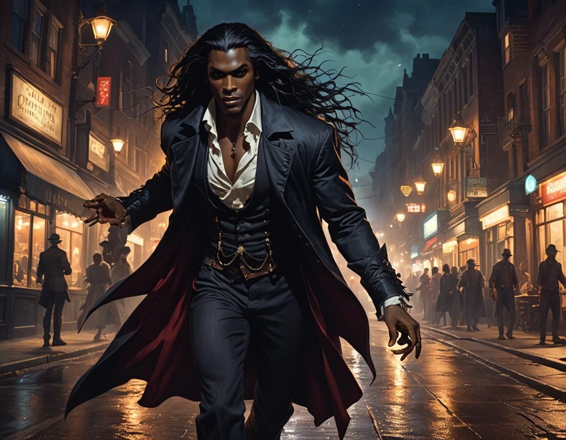 Vampire Lord in Edwardian Attire, Black Male Vampire in Fant...