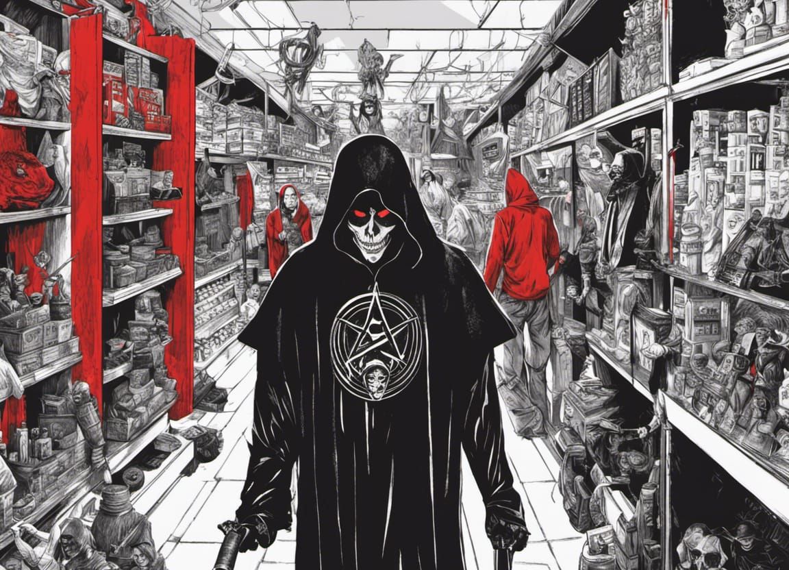 Horror Art: Satanic Cultists in Department Store