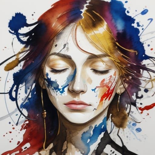 Abstract Expressionist Portrait of Introspection