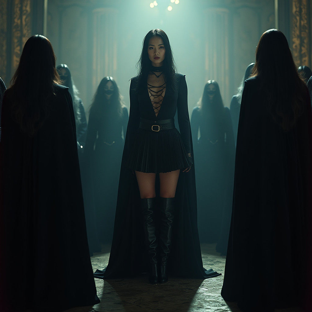 Mega-Witches Gathering in Cinematic Dark Mystical Style