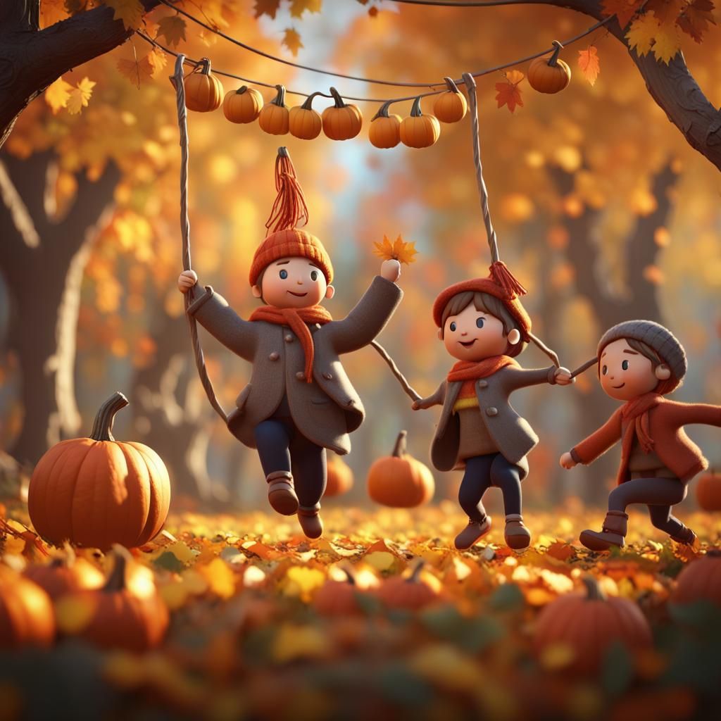 Autumn Maypole Dance in Cinematic 3D