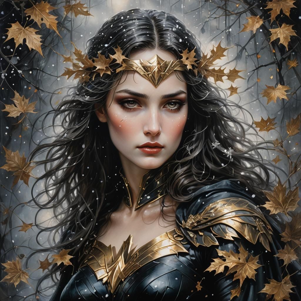 Ethereal Mythical Lady Portrait in Oil Painting Style