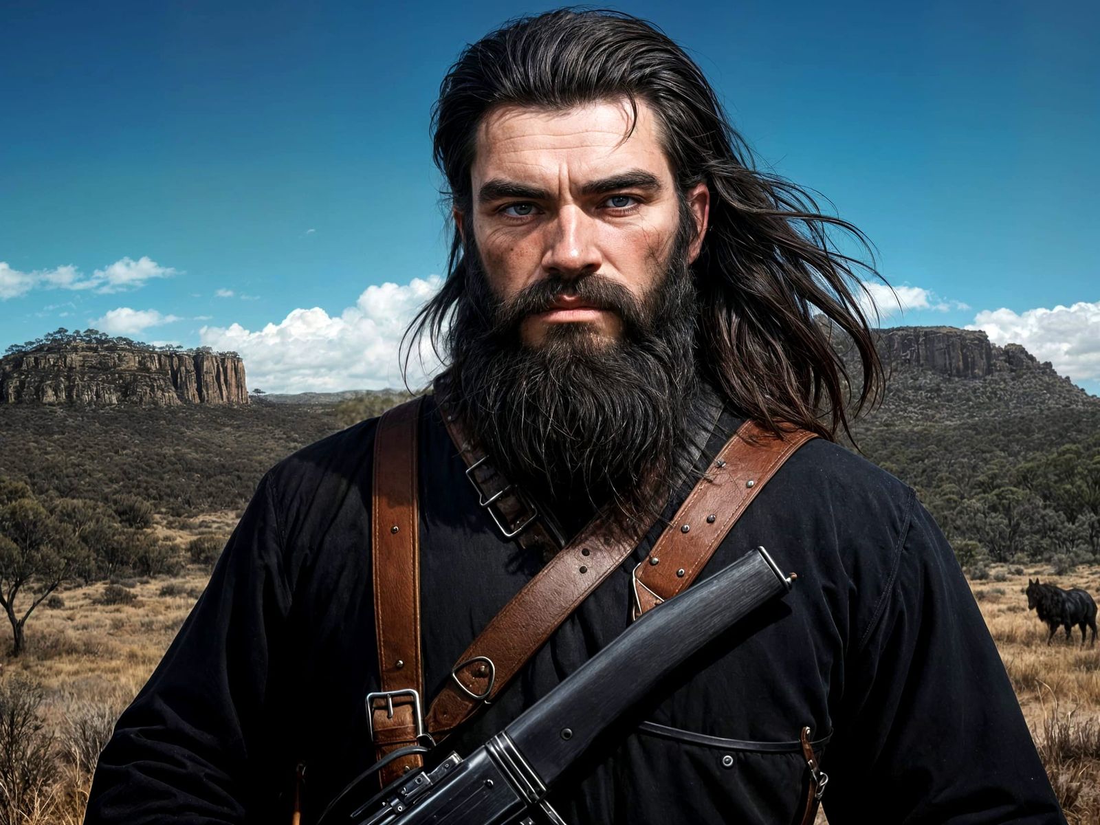 Australian Bushranger Portrait in Acrylic Art Style