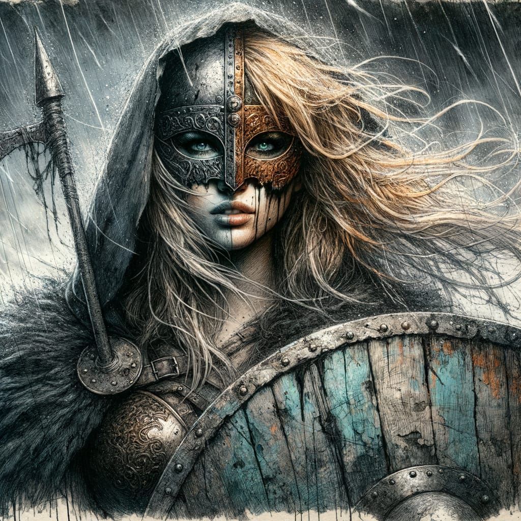 Viking Shieldmaiden in Post-Apocalyptic Gothic Art