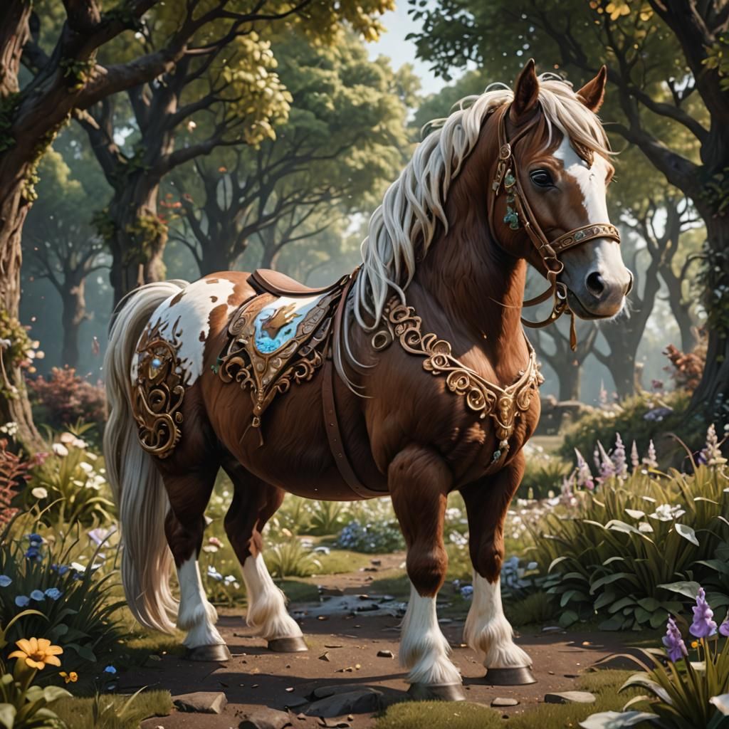 Concealed Unicorn Pony in Detailed Fantasy Art