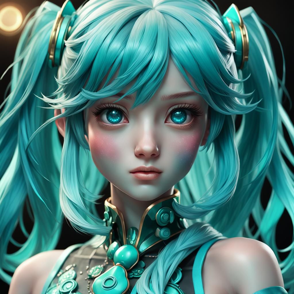 Porcelain Hatsune Miku Portrait in Artstation Style