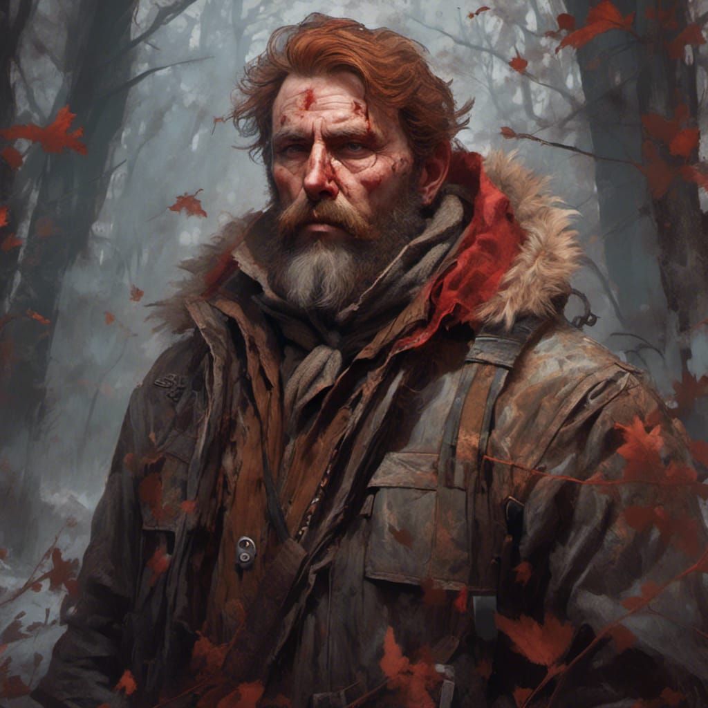 Haunted Hunter Portrait in Macabre Style