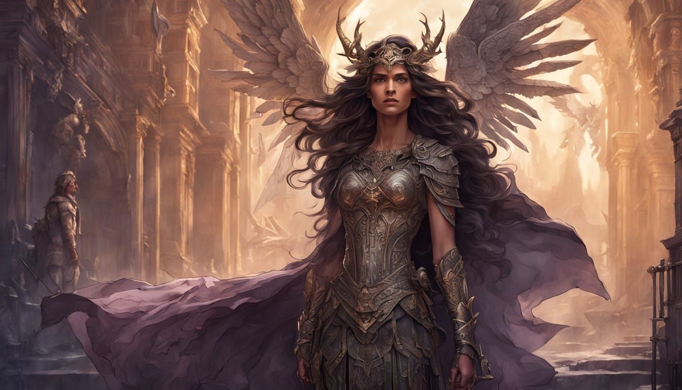 Gothic Valkyrie on a Battle-Scarred Battlefield