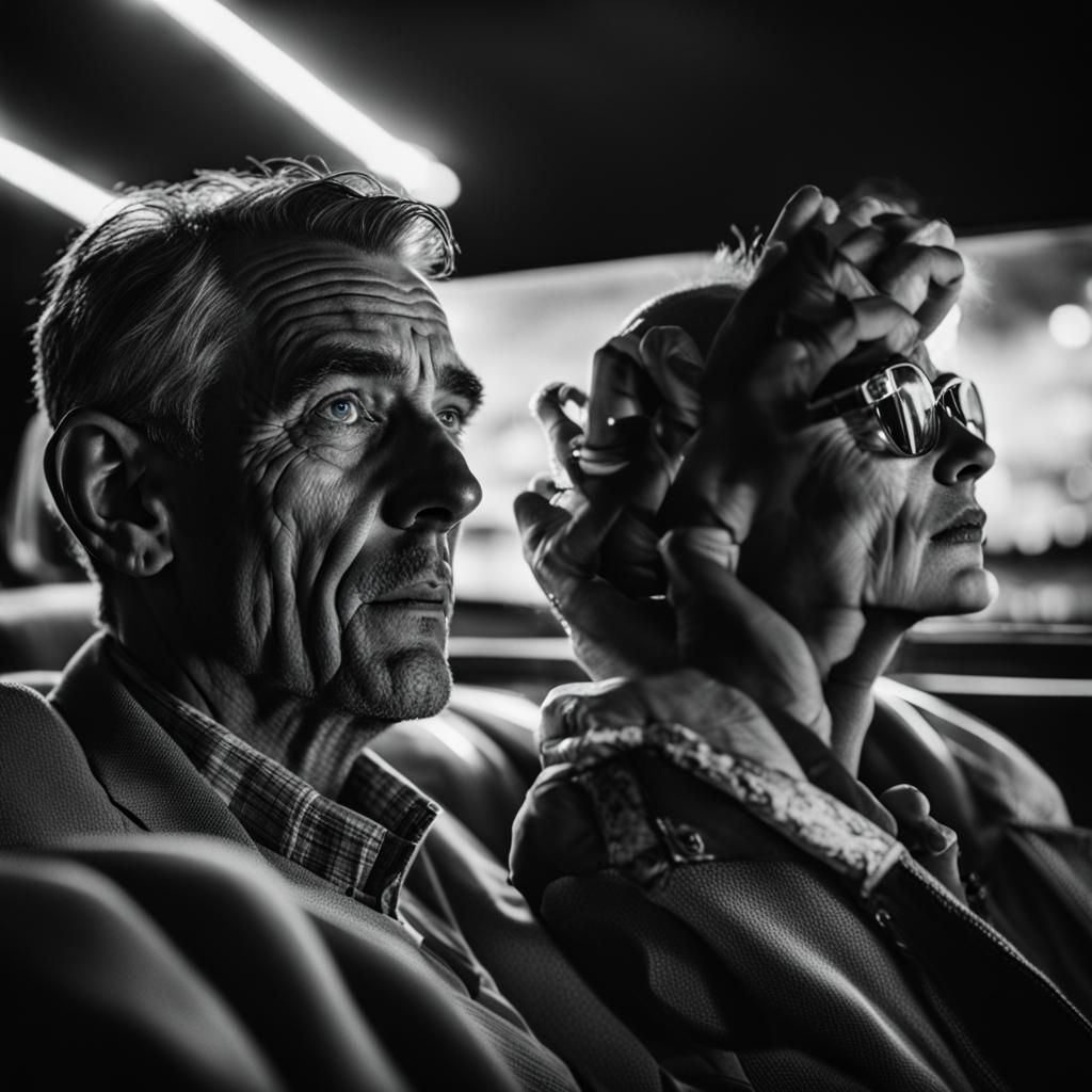 1950s Couple at Futuristic Drive-In Movie