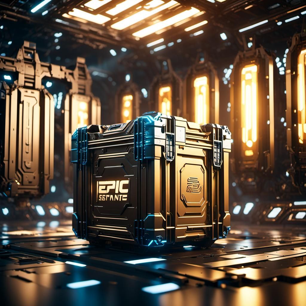Sci-Fi Crate with Food in Cinematic Lighting