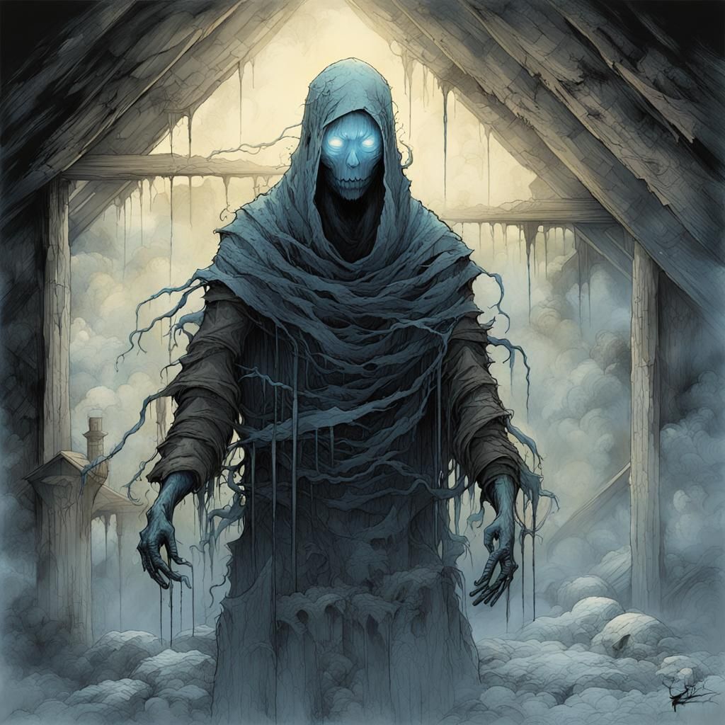 Creepy Faceless Ghost in Wasteland Punk Anime Style