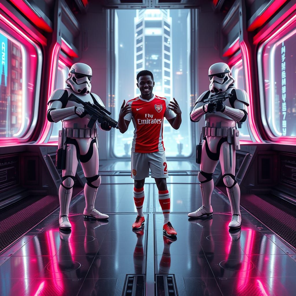 Confident Footballer Meets Imperial Troopers in High-Tech Sp...