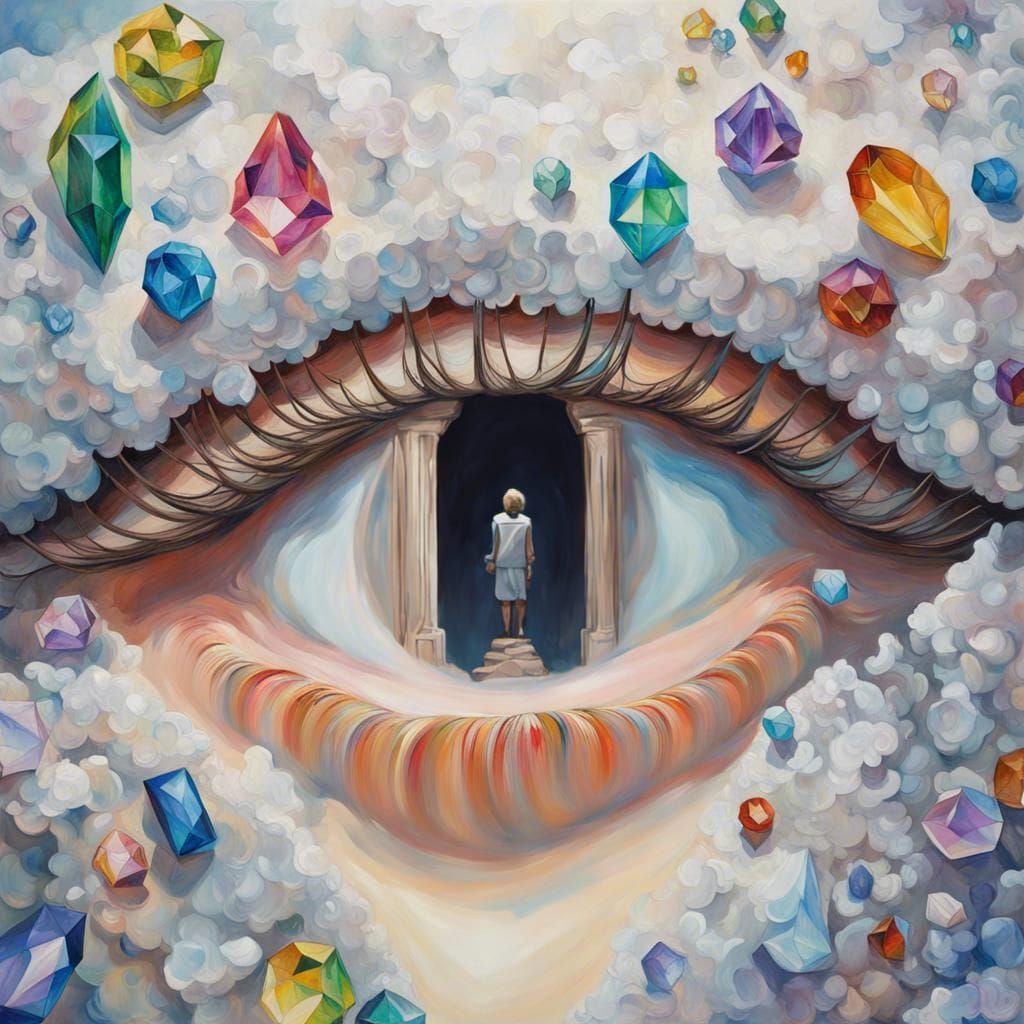 Surreal Diamond Cave Landscape in Baroque Style