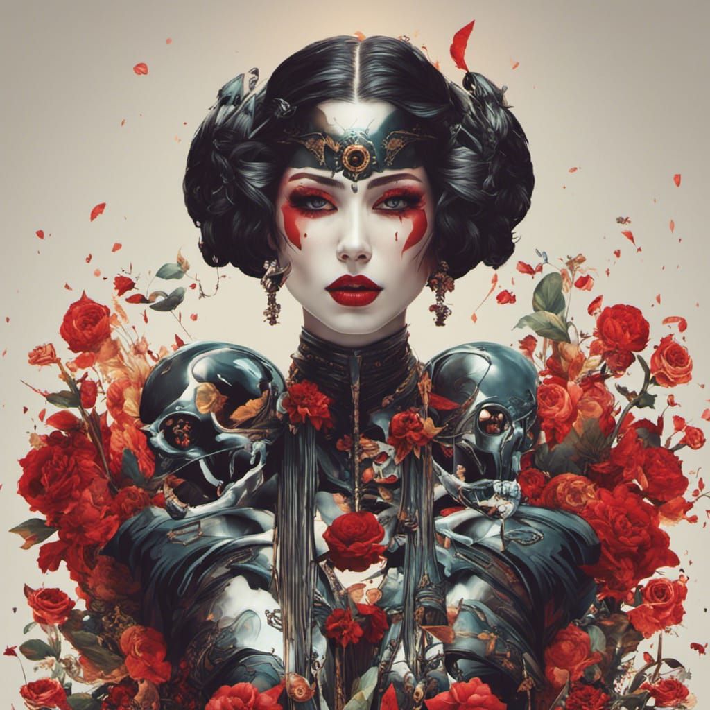 Colorful Day of the Dead Catrina in Mexican Style