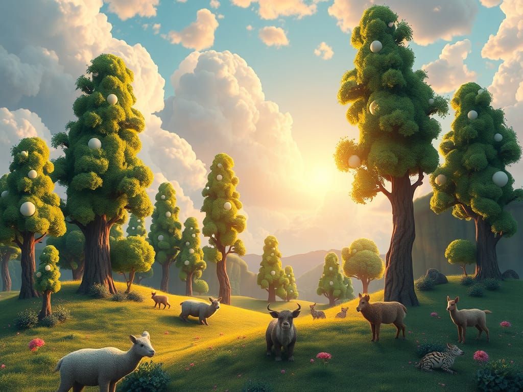 Polka Dot Landscape in Dreamlike Style