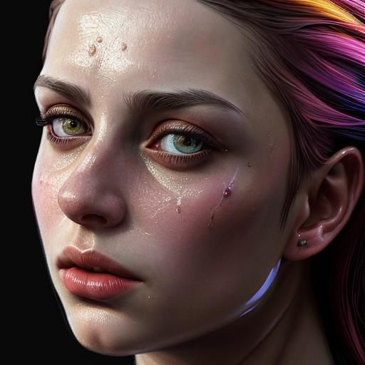 Hyperrealistic Portrait with Dramatic Lighting and Color