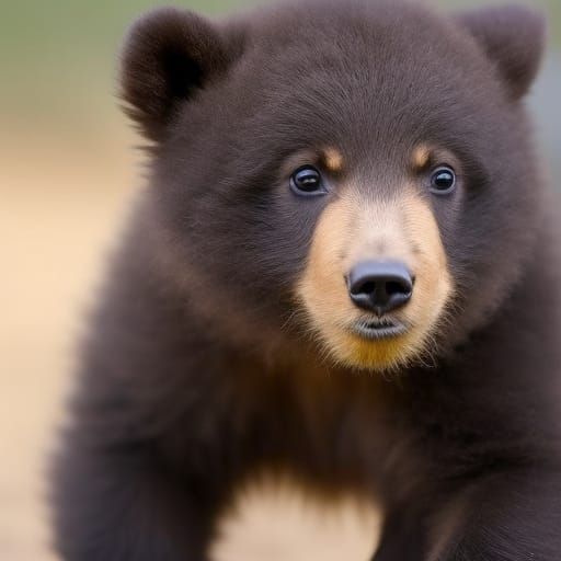 Adorable Fluffy Bear Cub: A Cute Portrait