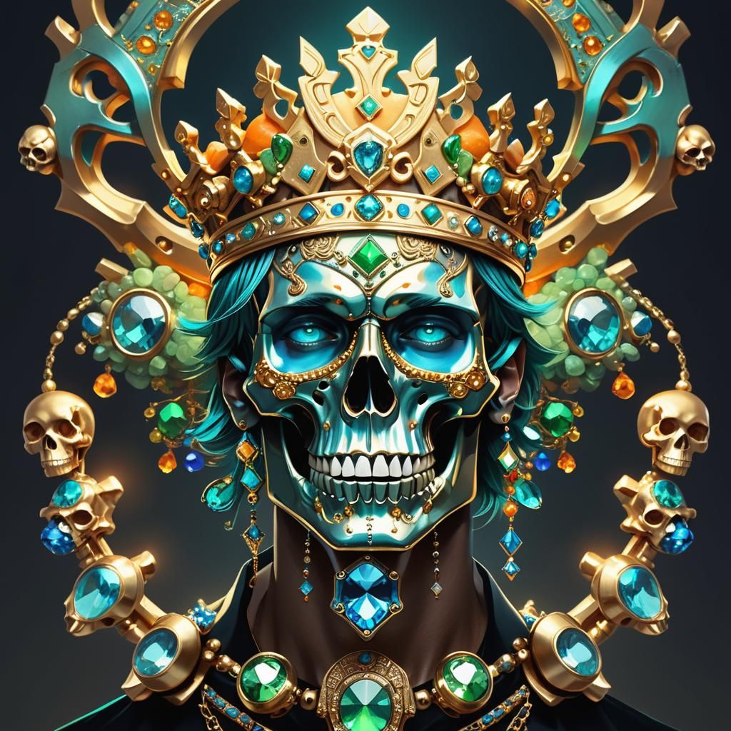 Androgynous Man with Jeweled Crown, Digital Art
