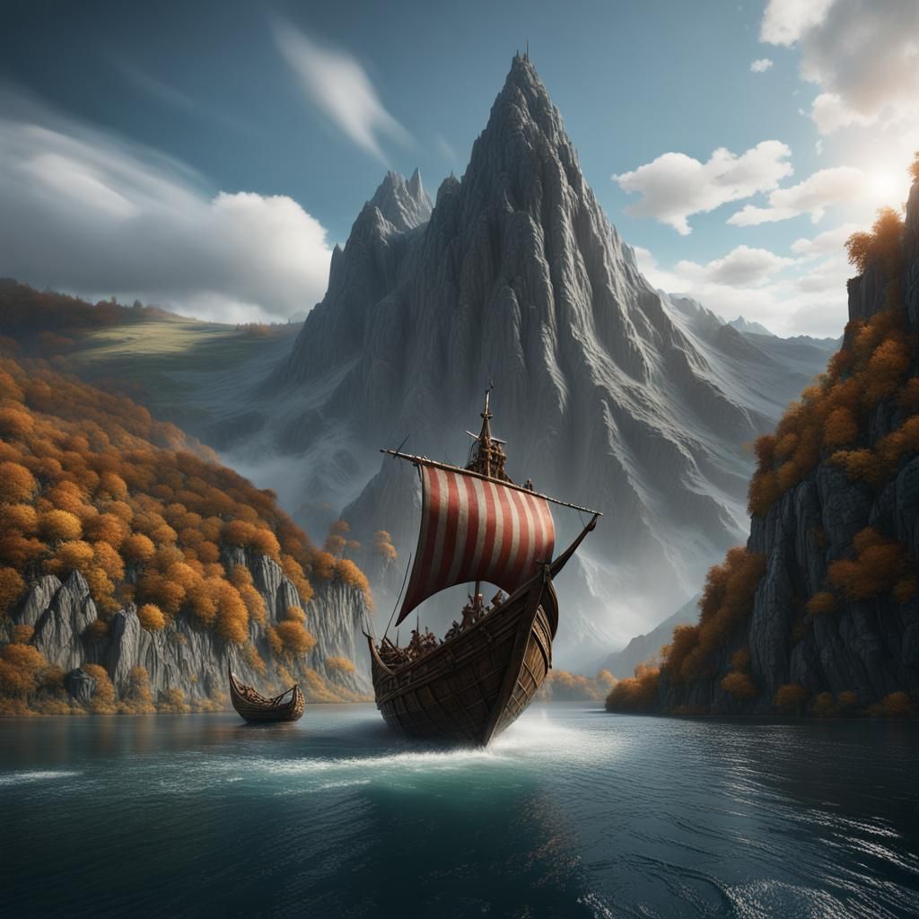 Viking Boat's Dramatic Waterfall Plunge