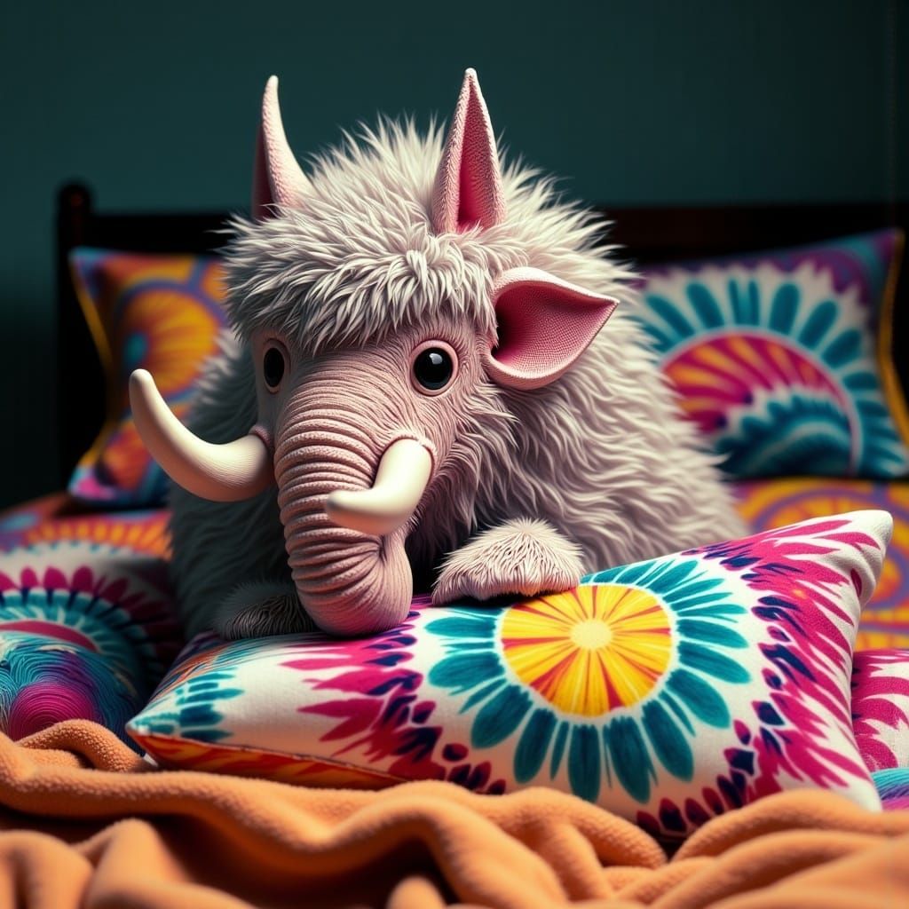 Japanese Yokai Mammoth in Dreamlike Inkt Splatter Art