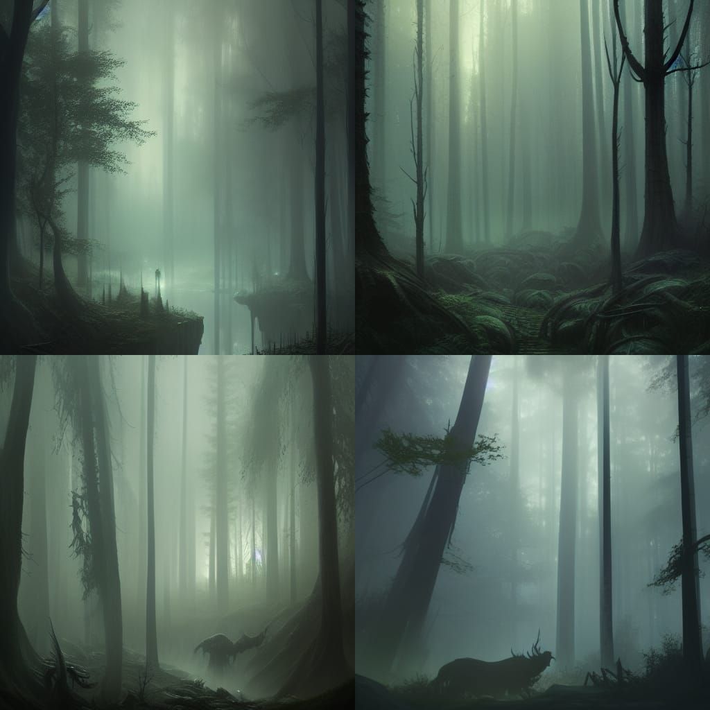 Dark Misty Forest: Dark Fantasy Concept Art