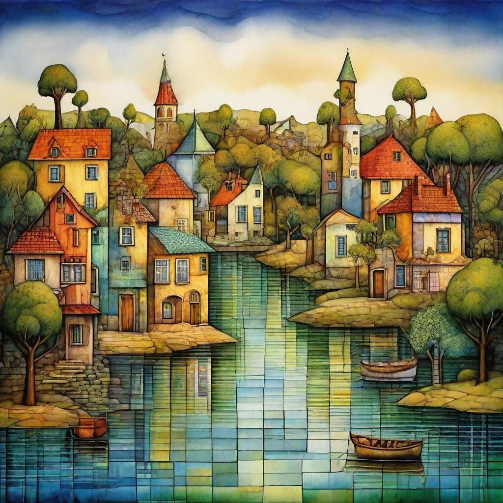 Surreal Town Inspired by Cubism and Patchwork