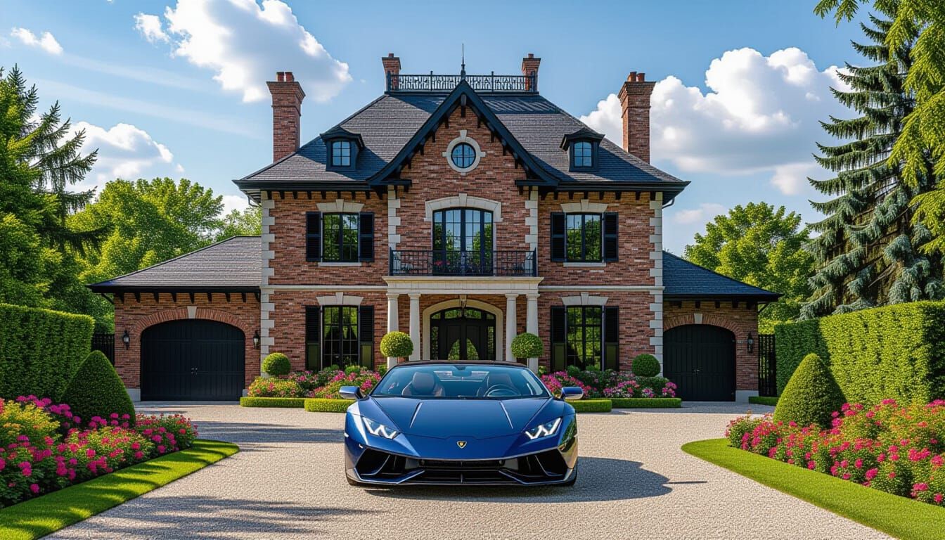 Victorian Chateau with Lamborghini in Monet Style