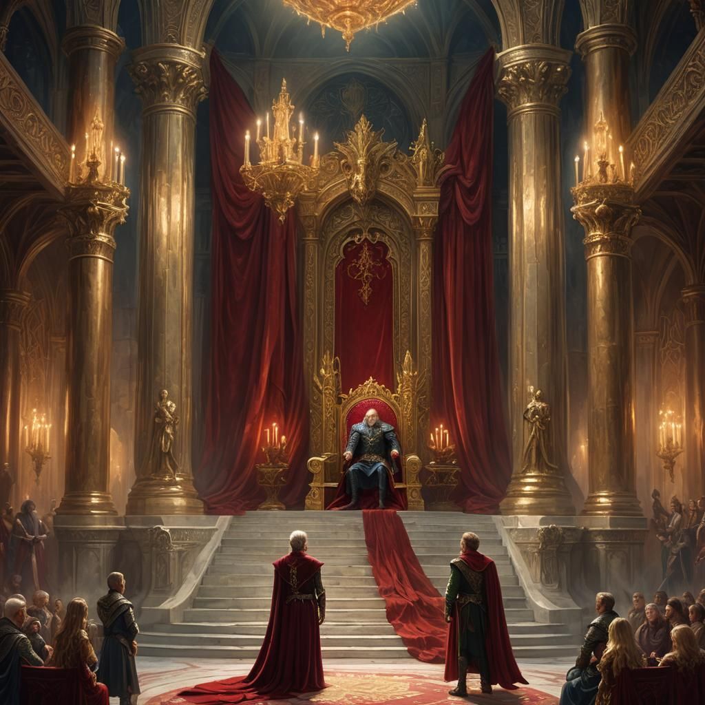 Sir Elf in Throne Room: Epic Fantasy Art