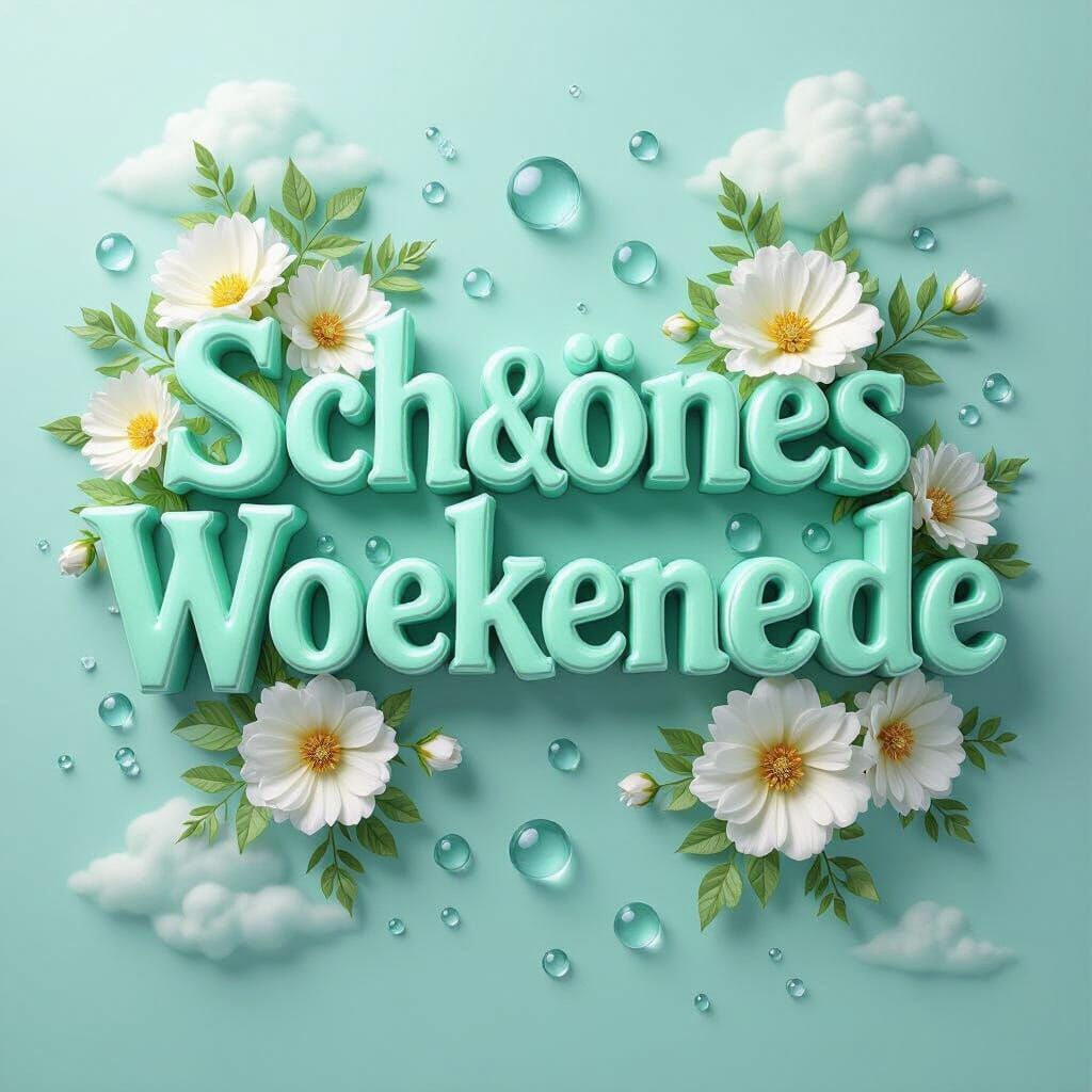 Schönes Wochenende: Mint Green Floral Letters with Shimmerin...