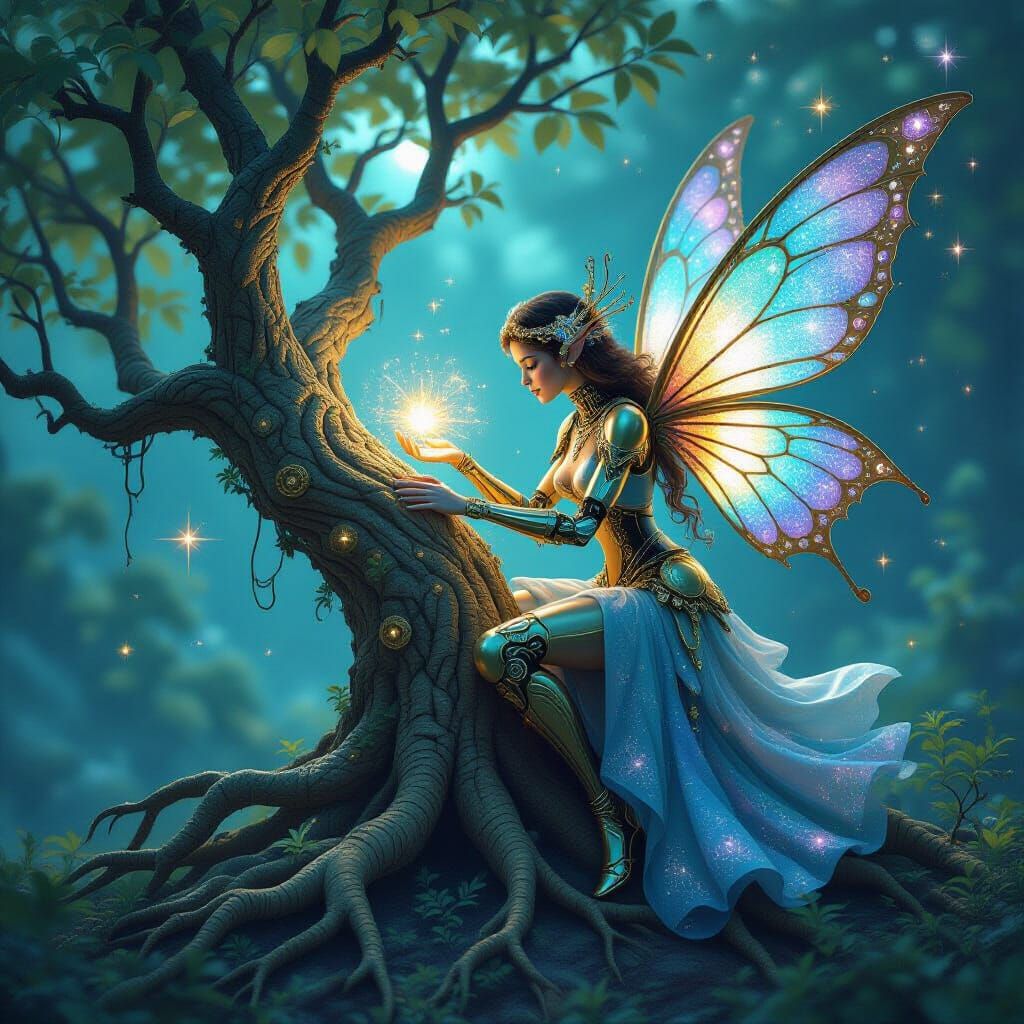 Celestial Automaton Fairy Tending Cosmic Tree
