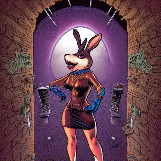 Bad Bunny in Comic Book Art Style