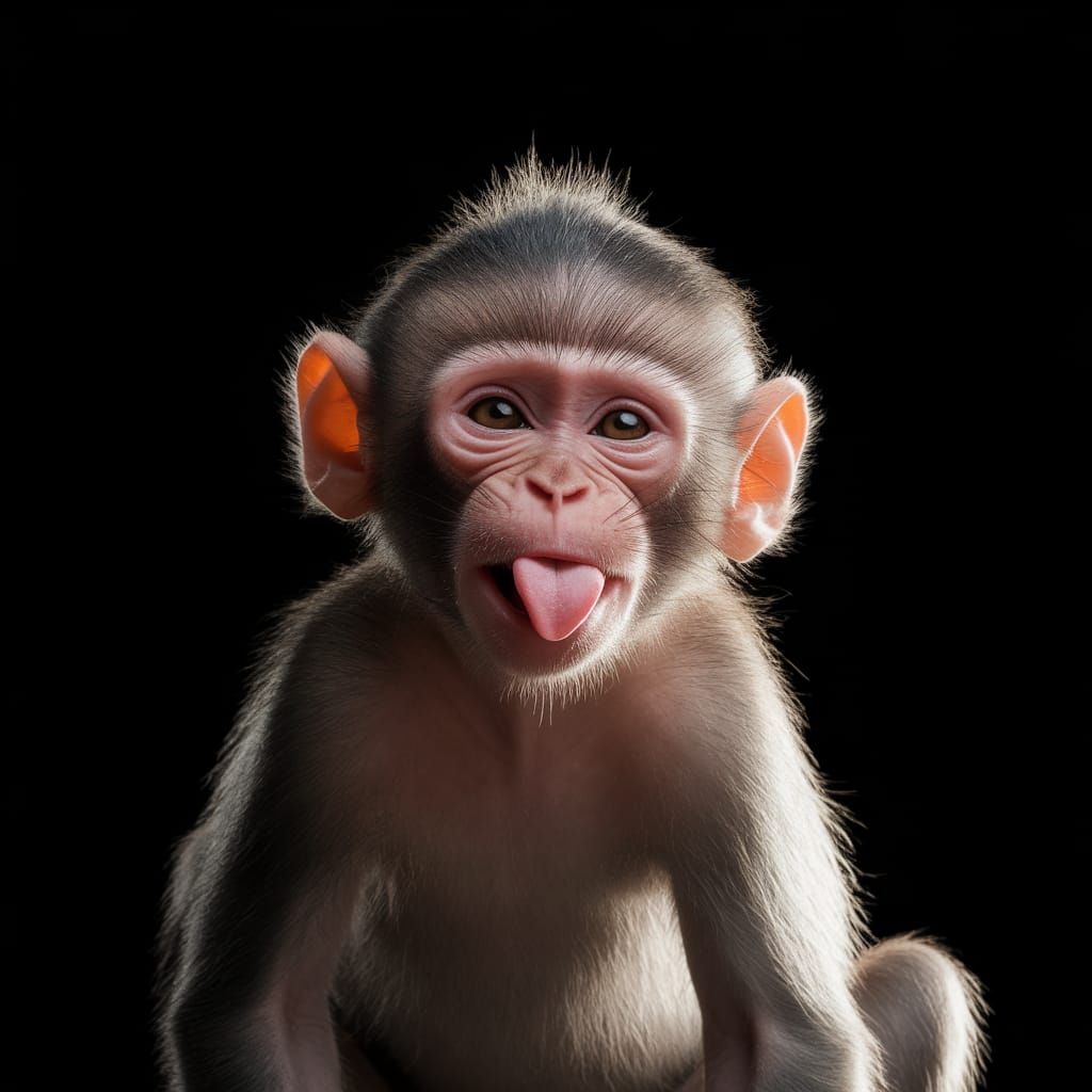 Defiant Monkey Portrait in Hyper-Realistic Detail