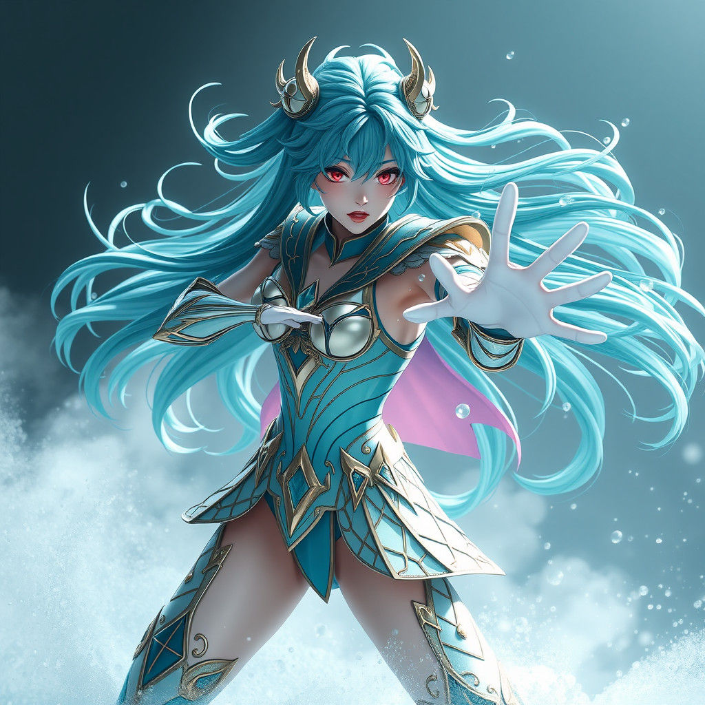 Sailor Neptune Unleashes Aquatic Attack in Anime Style